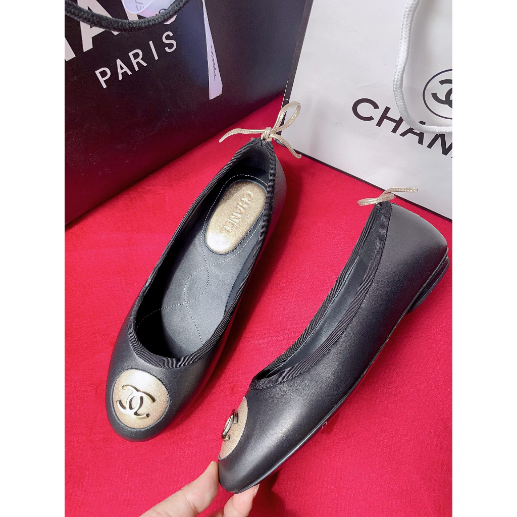 Giày búp bê da thật thời trang cao cấp Channel CN phong cách nữ tính, thanh lịch