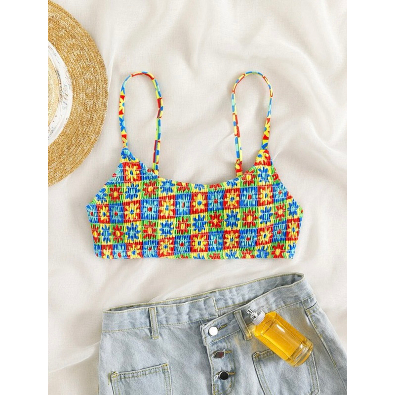 Áo lẻ bikini caro hoa trendy