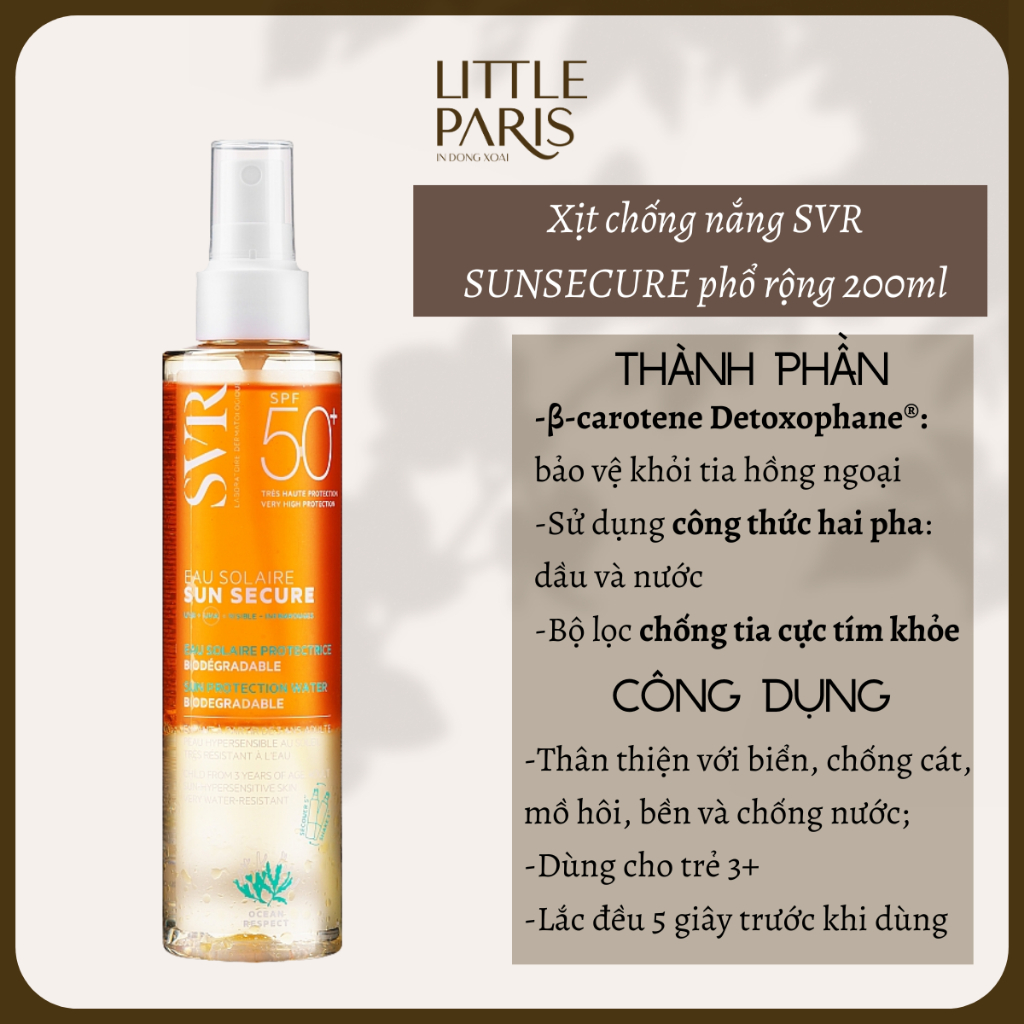 Xịt Chống Nắng S V R SunSecure Sun Water 200ml