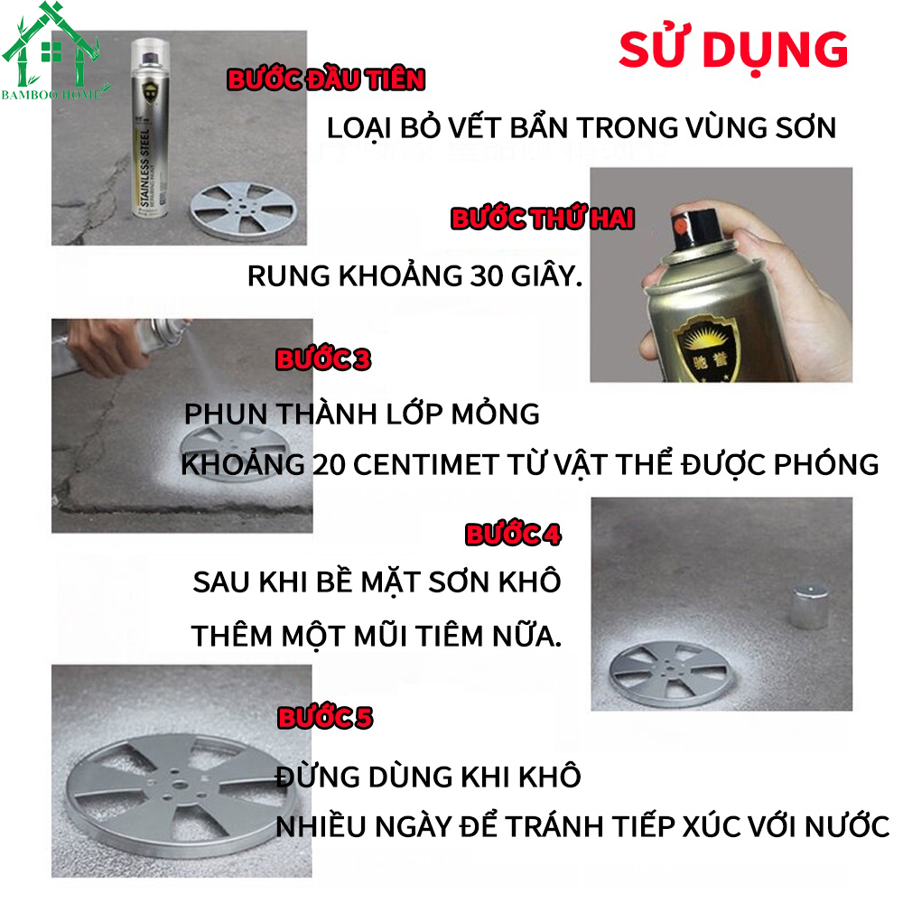 Sơn Bạc Mạ Crom Sơn Xịt Mạ Chrome Sáng Bóng 350ml - Chai Sơn Mạ Siêu Bóng - Bamboohome