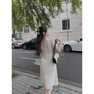 Váy Đầm cổ V linen Ancava