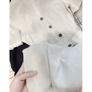 Váy Đầm cổ V linen Ancava