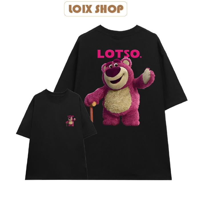 Áo Thun Gấu Dâu Lotso Tay Lỡ Form Rộng Vải Cotton 100% phông basic nam nữ Loix