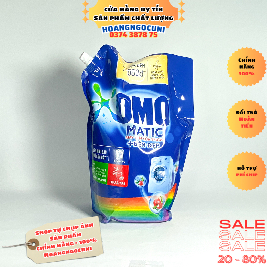 Nước giặt Omo cho máy giặt cửa trên và cửa trước dạng túi dung tích lớn 3.6kg và 3.9kg chính hãng