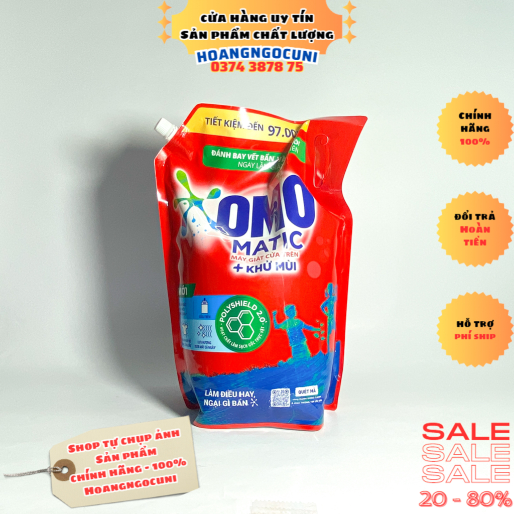Nước giặt Omo cho máy giặt cửa trên và cửa trước dạng túi dung tích lớn 3.6kg và 3.9kg chính hãng