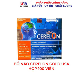Viên bổ não cerelon gold - tăng cường lưu thông tuần hoàn máu não, hoạt huyết dưỡng não - hộp 100 viên | usa