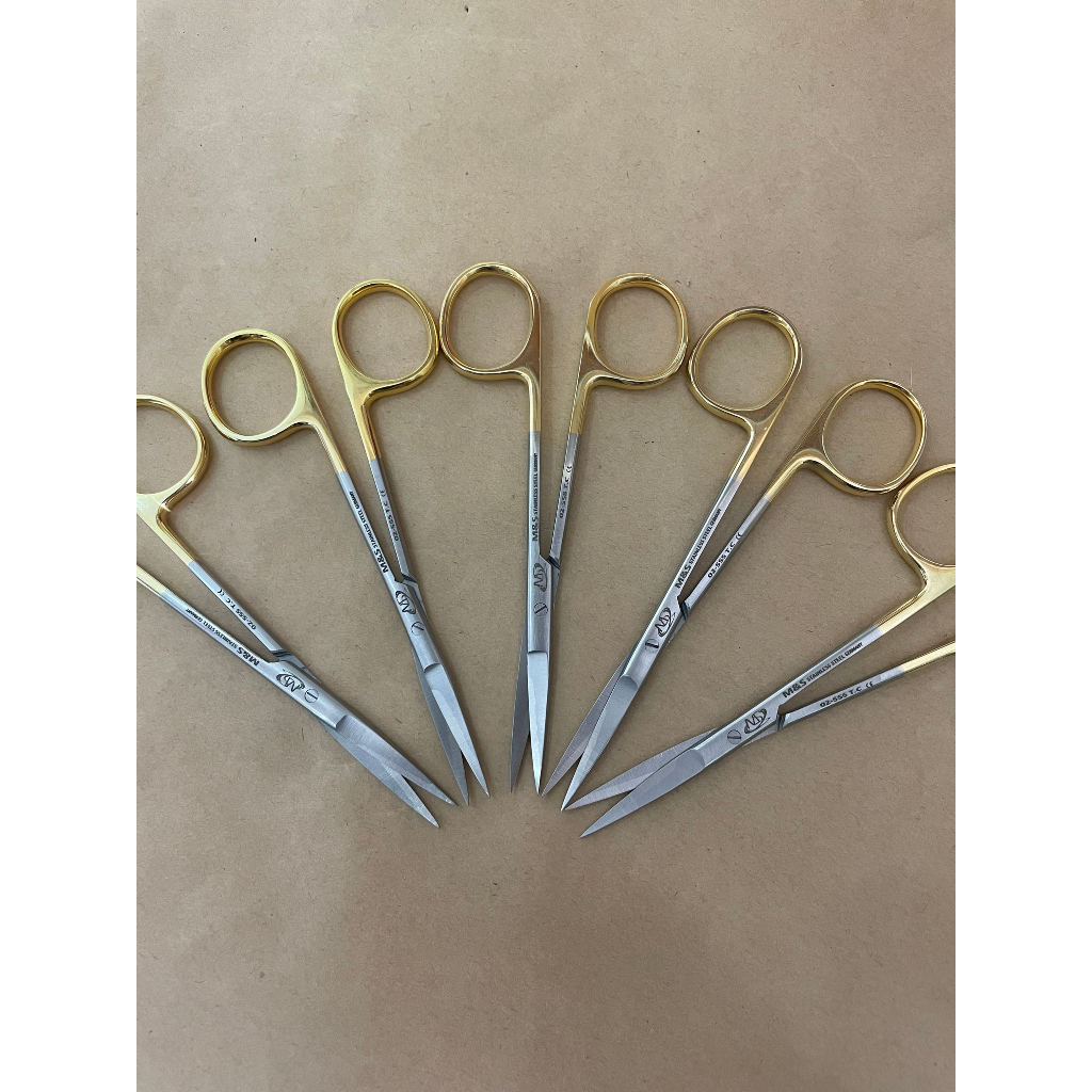 Kéo cắt chỉ Iriss y tế Tips TC bén cán vàng