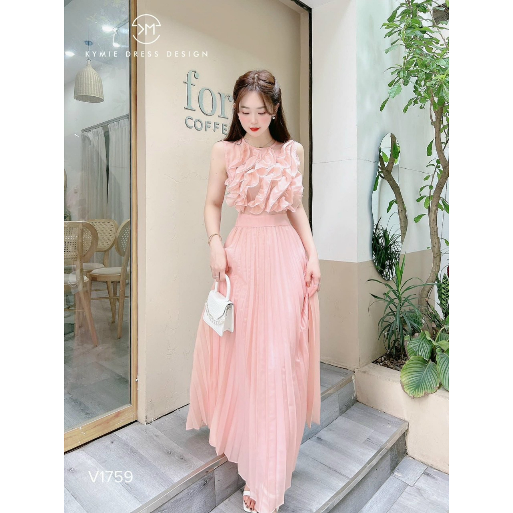 ĐẦM XÒE CHẤT VOAN DẬP LY BÈO NGỰC DÁNG DÀI (CÓ LÓT TRONG) | BigBuy360 - bigbuy360.vn