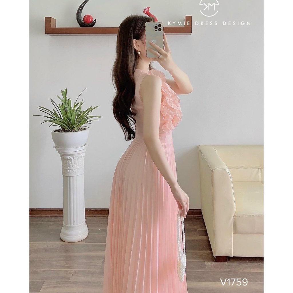 ĐẦM XÒE CHẤT VOAN DẬP LY BÈO NGỰC DÁNG DÀI (CÓ LÓT TRONG) | BigBuy360 - bigbuy360.vn