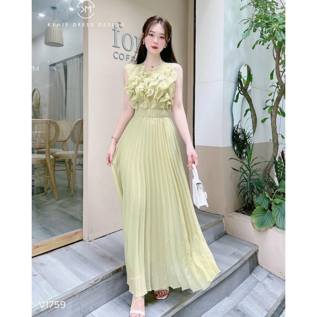 ĐẦM XÒE CHẤT VOAN DẬP LY BÈO NGỰC DÁNG DÀI (CÓ LÓT TRONG) | BigBuy360 - bigbuy360.vn