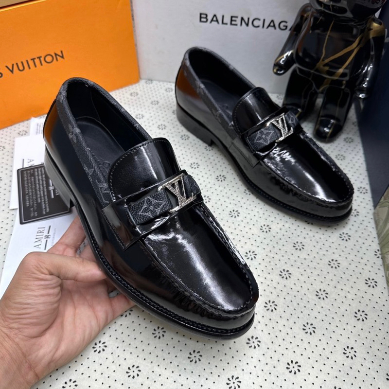 Giày LV da bóng đế phíp gỗ cao cấp hàng fullbox