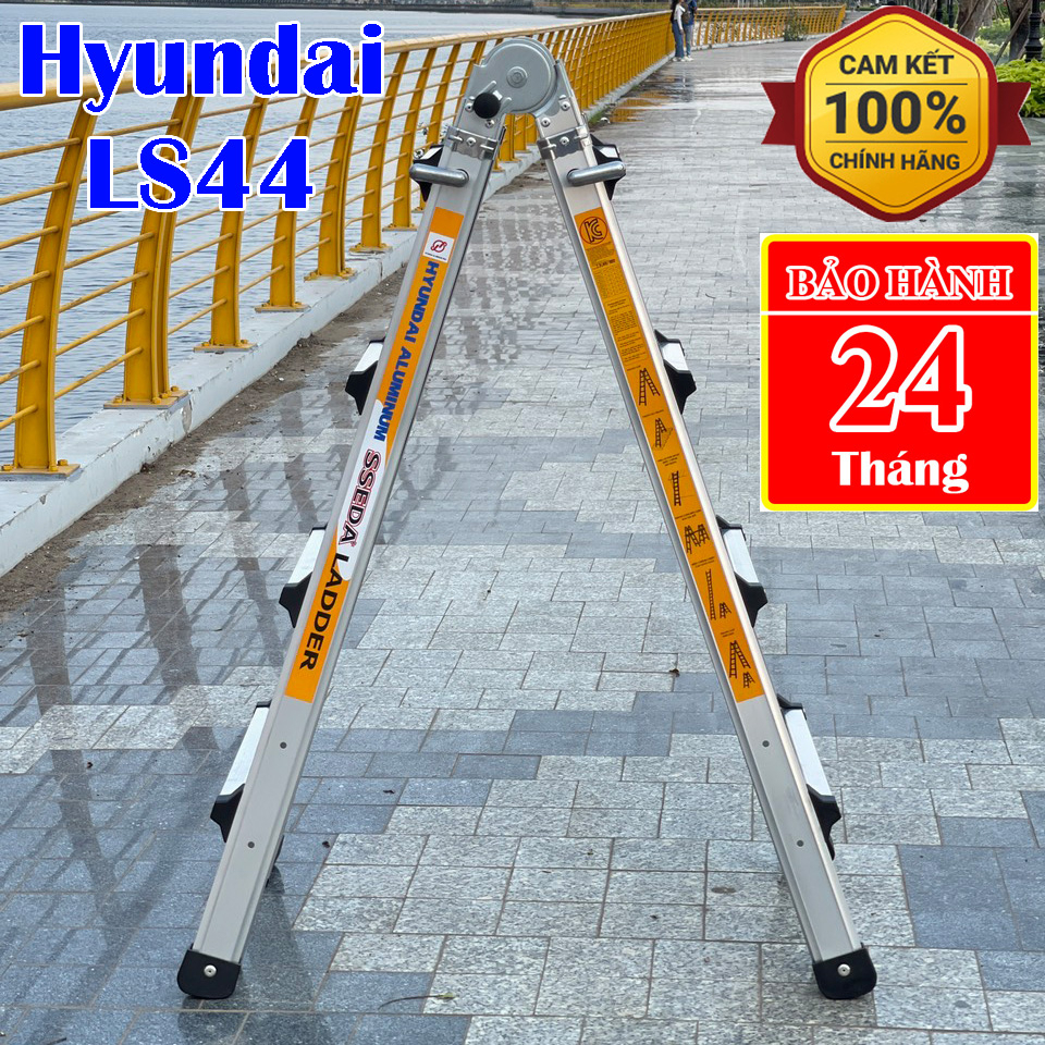 Thang nhôm rút trượt Chữ A 2.2m duỗi thẳng 4.5m HYUNDAI LS44