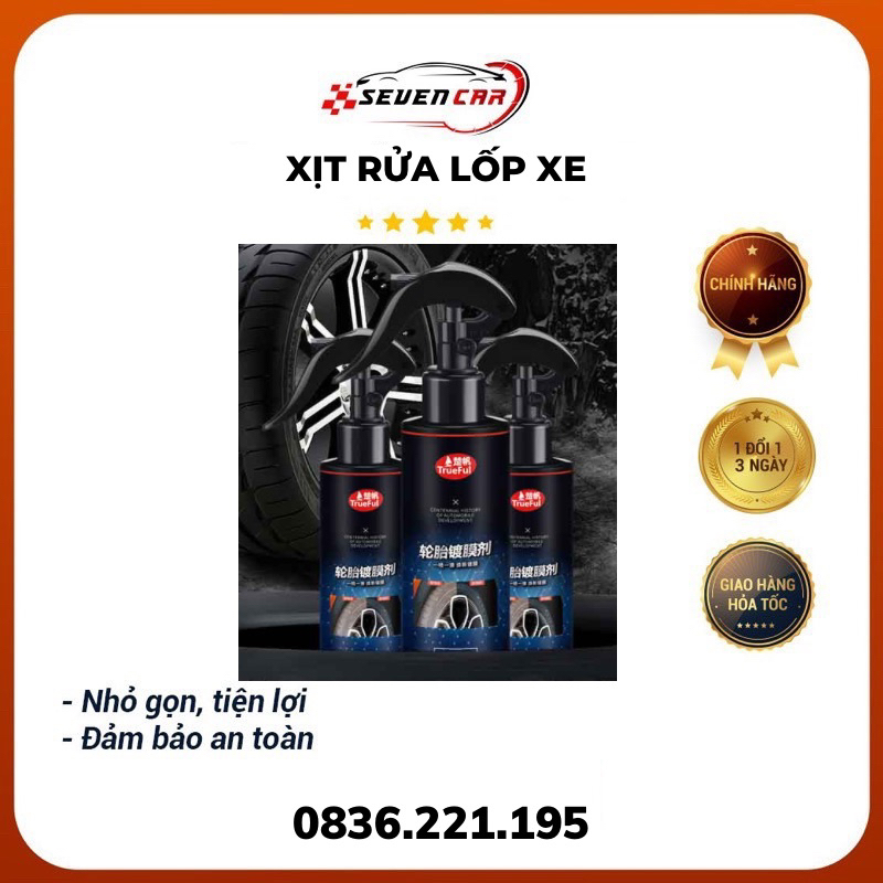 Chai xịt tẩy rửa lốp xe trueful - Nano xịt dưỡng bóng lốp xe ô tô – dung tích 120ml - seven car