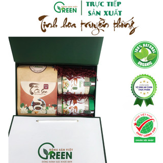 Sét quà, Quà tặng sức khoẻ bố mẹ, người thân Trà củ sen và Tinh bột củ sen VietGreen 100% Natural
