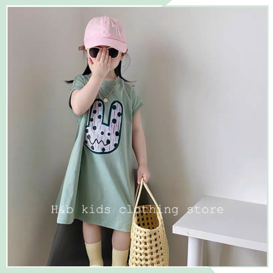 Đầm bé gái, váy cotton sát nách in họa tiết cho bé đi học đi chơi VBG75