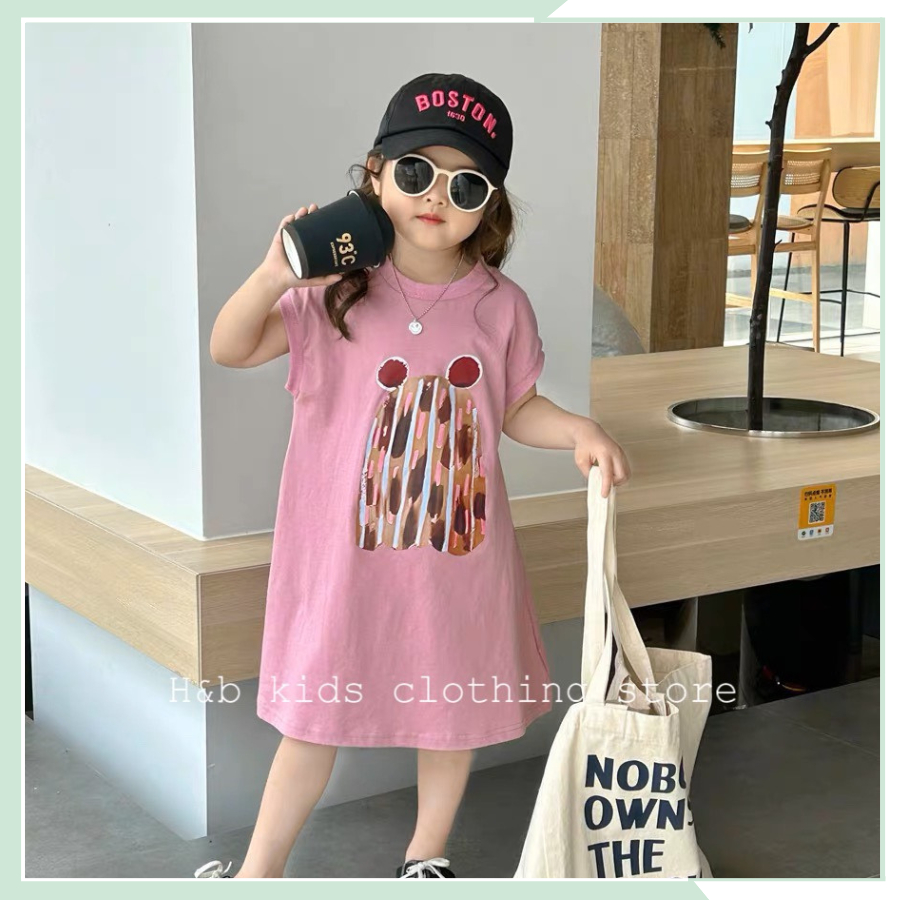 Đầm bé gái, váy cotton sát nách in họa tiết cho bé đi học đi chơi VBG75