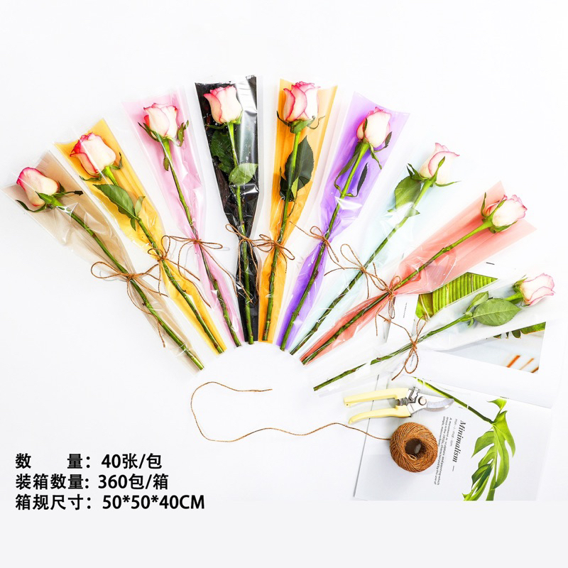 Túi Bóng Trong Suốt 12*45*3cm gói hoa 1 bông nhiều màu