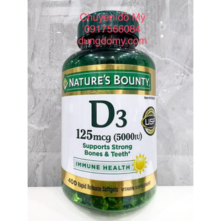 Date T10/2024_Viên uống bổ sung Vitamin D3 Nature’s Bounty Vitamin D3 5000IU 400 viên của Mỹ