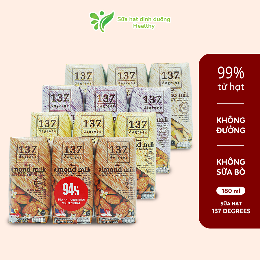 Combo 4 Lốc Sữa Hạt 137 Degrees (180ML x 12 Hộp)