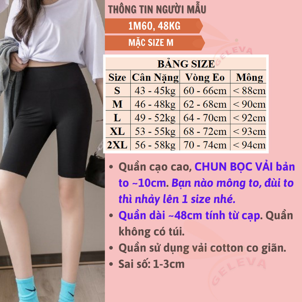 Quần legging đùi lửng ngố nữ cạp cao vải cotton co giãn ôm bó Geleva GE945 | BigBuy360 - bigbuy360.vn