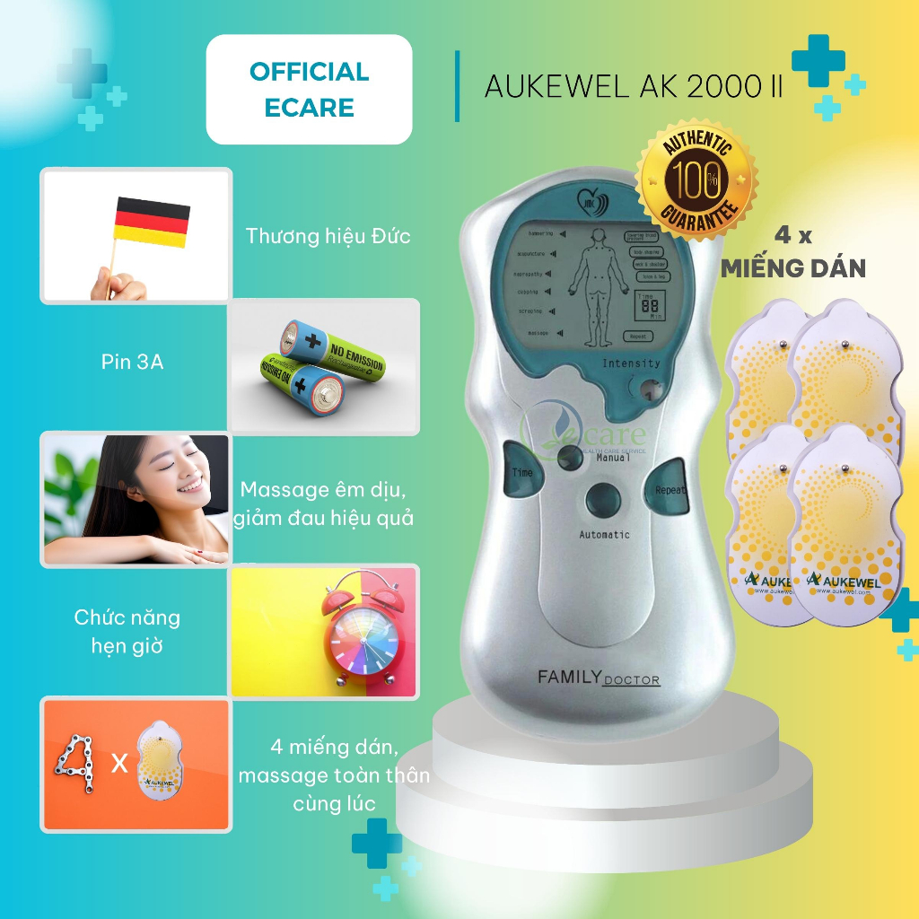 Máy massage xung điện trị liệu thương hiệu Đức Aukewel AK-2000-II - Thế hệ mới