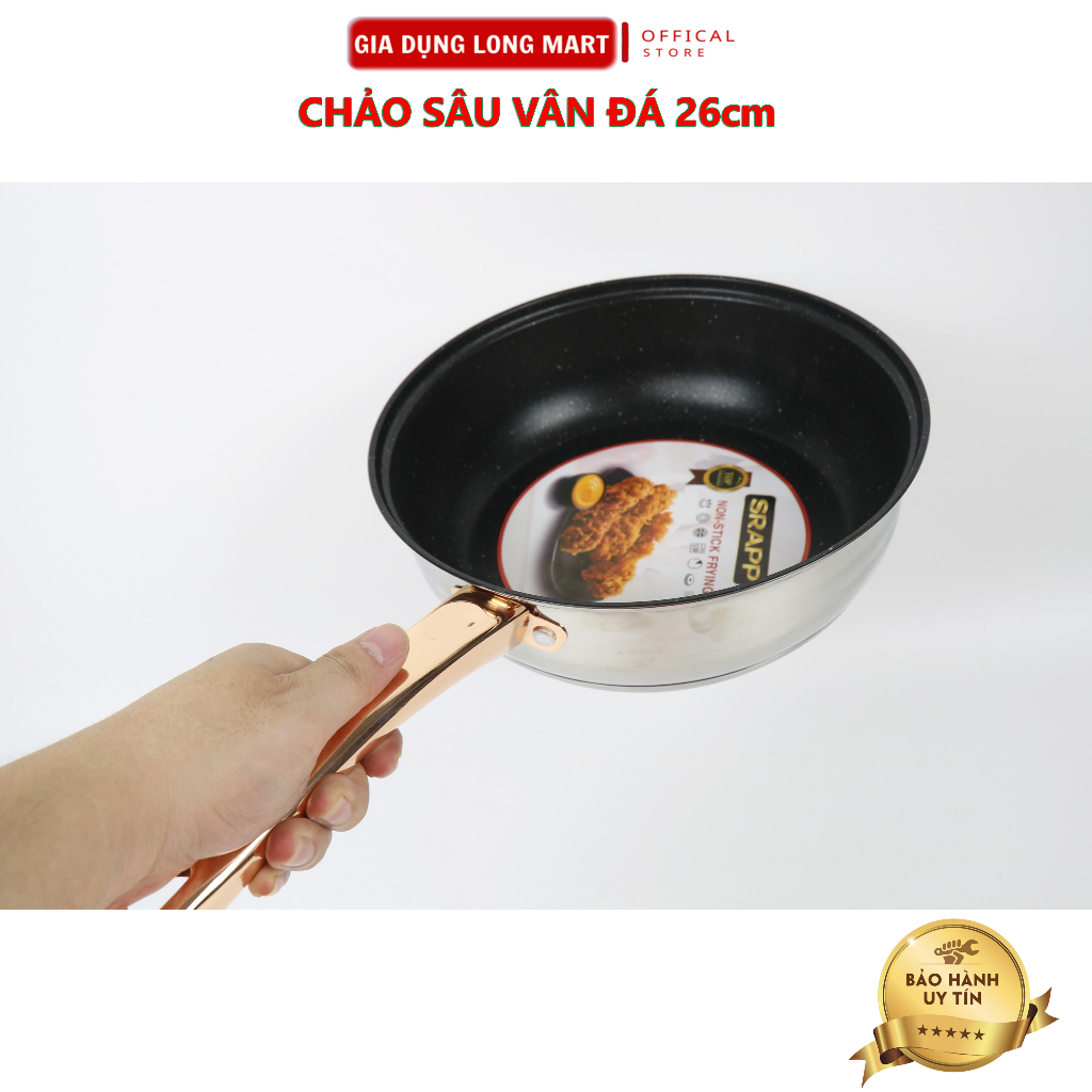 Chảo chống dính sâu lòng vân đá SFIAPR 26cm 5 Đáy cao cấp sử dụng mọi loại bếp