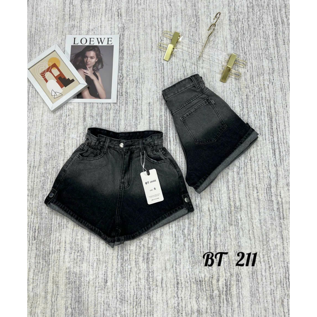 Quần Sọt Jean Nữ Hàng Jean Cotton Mẫu Trơn Lật Lai