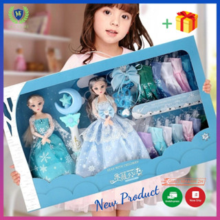 Đồ chơi búp bê, COMBO 2 BÚP BÊ ELSA và 10 BỘ QUẦN ÁO siêu xinh cao cấp cho bé gái