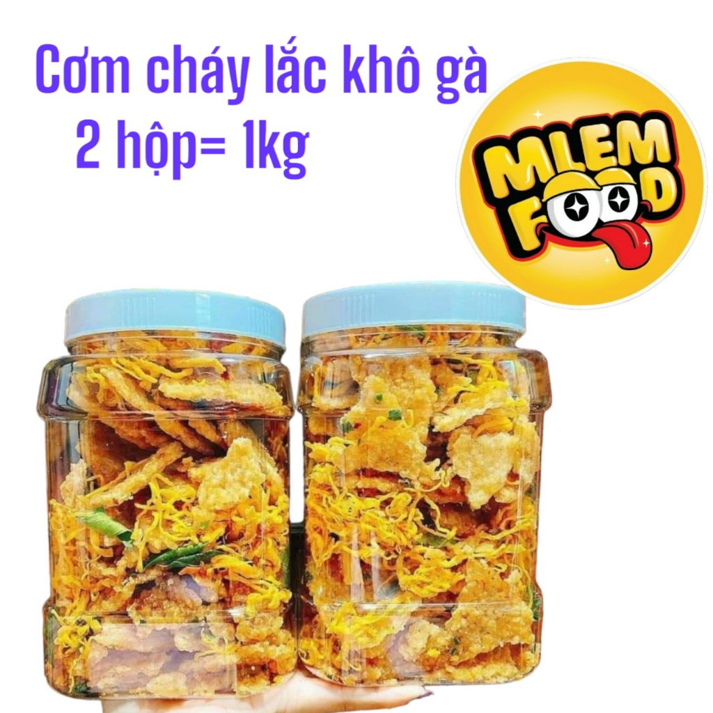 2 HỘP CƠM CHÁY LẮC KHÔ GÀ 1KG THƠM GIÒN THƯƠNG HIỆU Mlem Food.