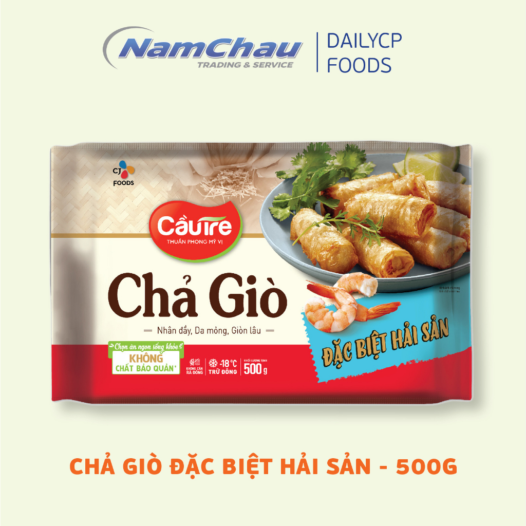 Chả giò đặc biệt nhân thịt/nhân hải sản Cầu Tre (CJ Food) gói 500g [hoả tốc HN] chế biến 5' - Đặc biệt hải sản