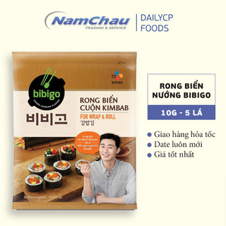 Rong biển nướng cuộn cơm Hàn Quốc Bibigo 10g/Rong biển cuộn kimbab CJ gói 5 lá