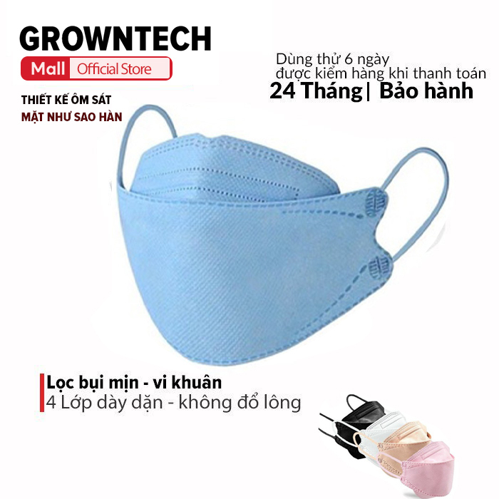 Combo 100 khẩu trang 4D KF94 Mask 4 lớp chống bụi mịn và kháng khuẩn hàng cao cấp GROWNTECH kháng khuẩn 2023