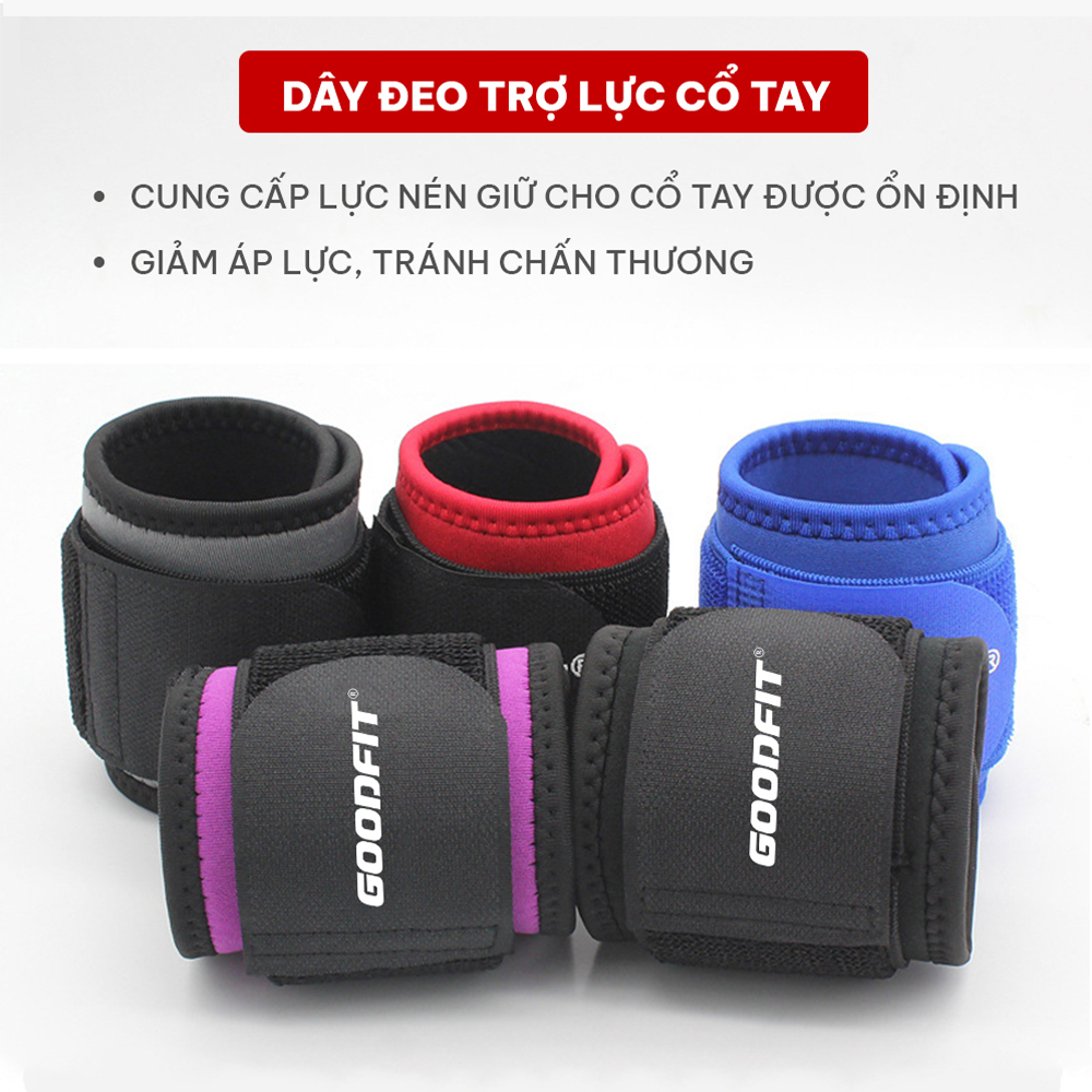 [Mã FATREND2810 giảm đến 30k tối đa 99k] Băng bảo vệ cổ tay tập thể thao GoodFit GF306W có thể điều chỉnh