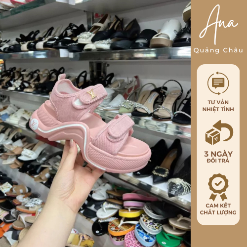Sandal LV hàng vnxk sẵn đen, hồng, xanh no box-Ana Quảng Châu-kèm video thật