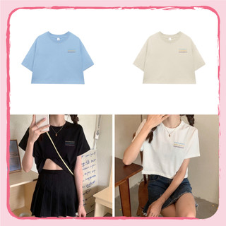 Áo croptop form rộng, In chữ, Freesize < 55KG