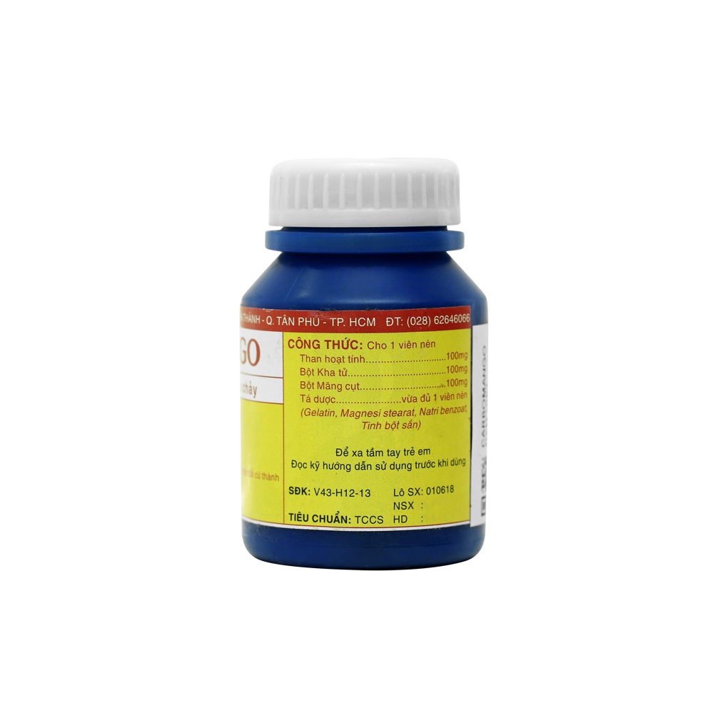 Carbomango hết đau bụng, no hơi, tiêu chảy chai 100 viên