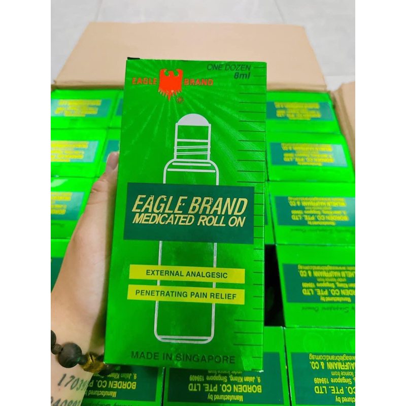 🍃 DẦU GIÓ LĂN  CON Ó EAGLE Brand Medicated Roll On (Màu Xanh Dạng Lăn) 8ml