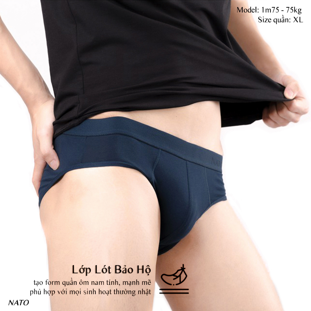 Quần Lót MODAL Nam Vải Cotton 100% Thun Lạnh Đơn Giản Cao Cấp Màu Đen Xám Trơn Mát Boxer Sịp Đùi Tam Giác Xì Lip Sì NATO