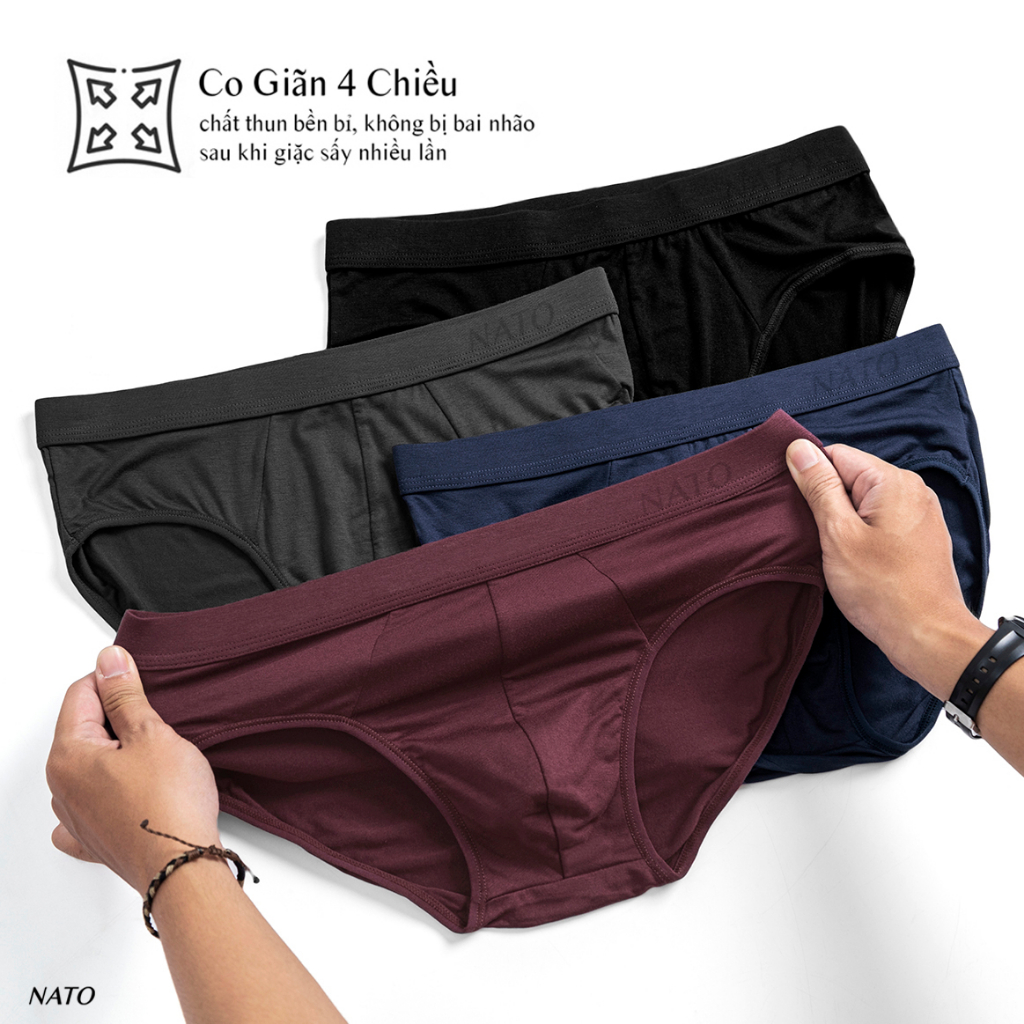 Quần Lót MODAL Nam Vải Cotton 100% Thun Lạnh Đơn Giản Cao Cấp Màu Đen Xám Trơn Mát Boxer Sịp Đùi Tam Giác Xì Lip Sì NATO