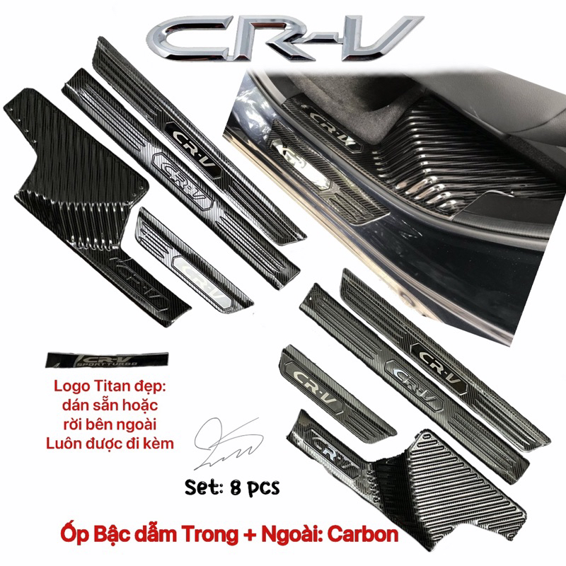Ốp bậc cửa Nẹp bước chân xe Honda CRV 2017 - 2022 Carbon chống trầy xước Cốp trang trí 2019 2020 2021 2022