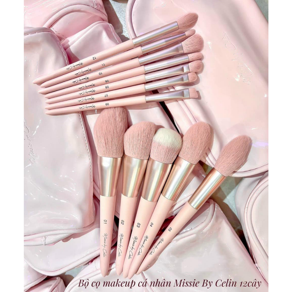 Bộ cọ cá nhân 12 cây Missie By Celin ví hồng