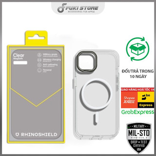 Ốp trong suốt Clear Case RhinoShield không ố vàng, chống sốc, tích hợp sạc không dây cho IP 12 , 13 , 14 Series