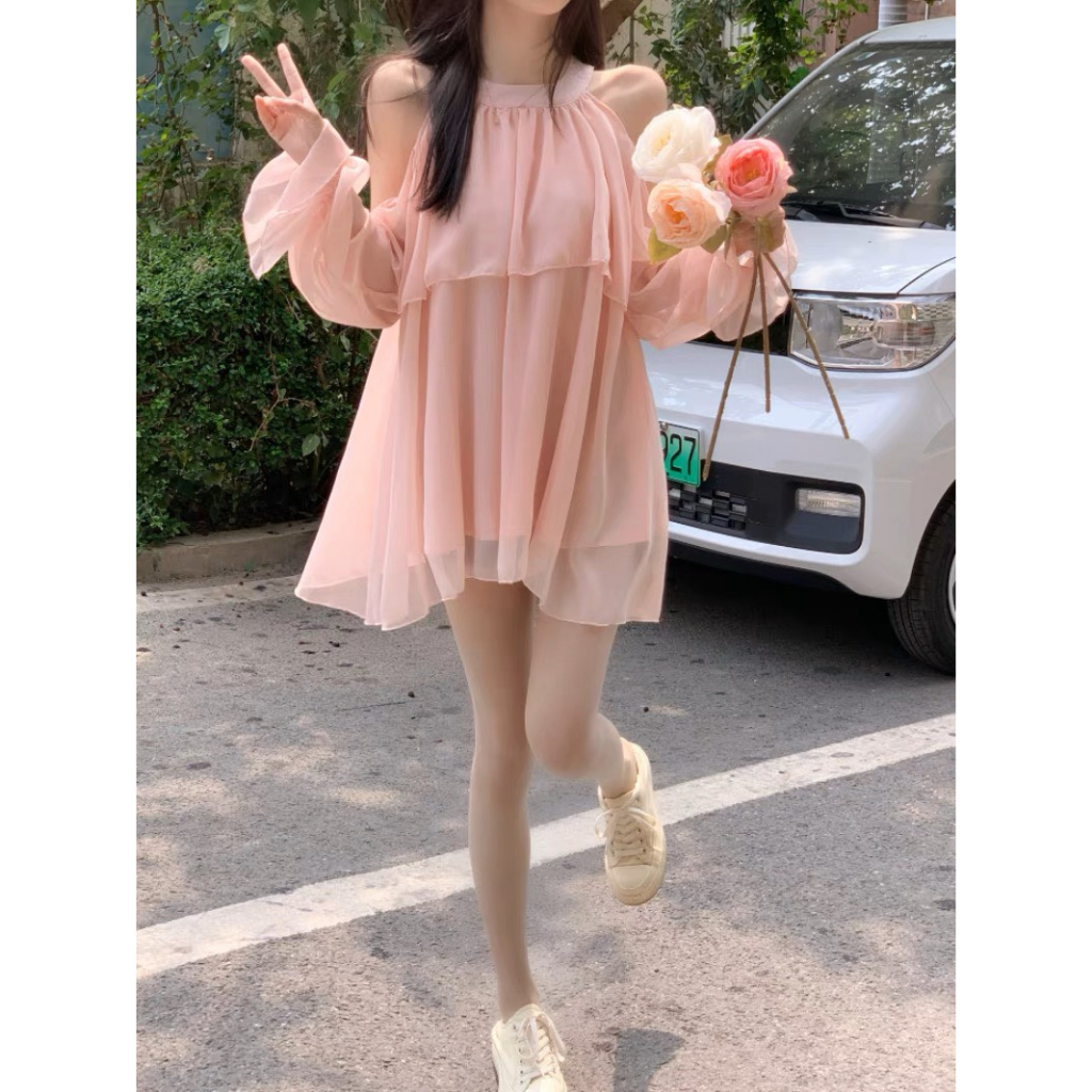 Váy tiểu thư cổ yếm dáng babydoll xếp tầng dễ thương chất vải voan tơ mềm cao cấp Deliz ChouChou | BigBuy360 - bigbuy360.vn