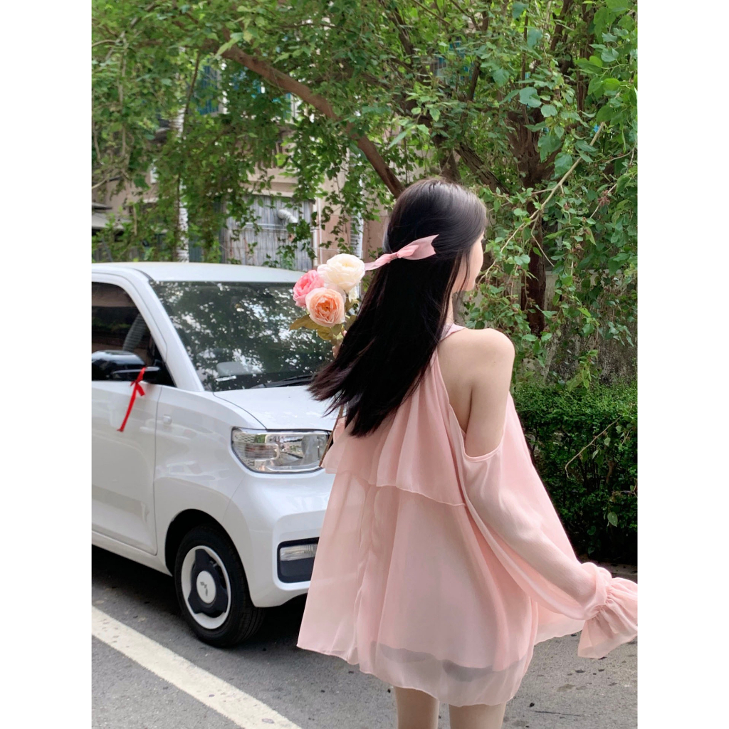 Váy tiểu thư cổ yếm dáng babydoll xếp tầng dễ thương chất vải voan tơ mềm cao cấp Deliz ChouChou | BigBuy360 - bigbuy360.vn