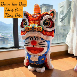 Tặng búa đèn Doremon đội lân 53cm, Xếp hình siêu đẹp , xếp hình doremon múa lân size đại 53cm,đồ chơi lắp ráp thông minh