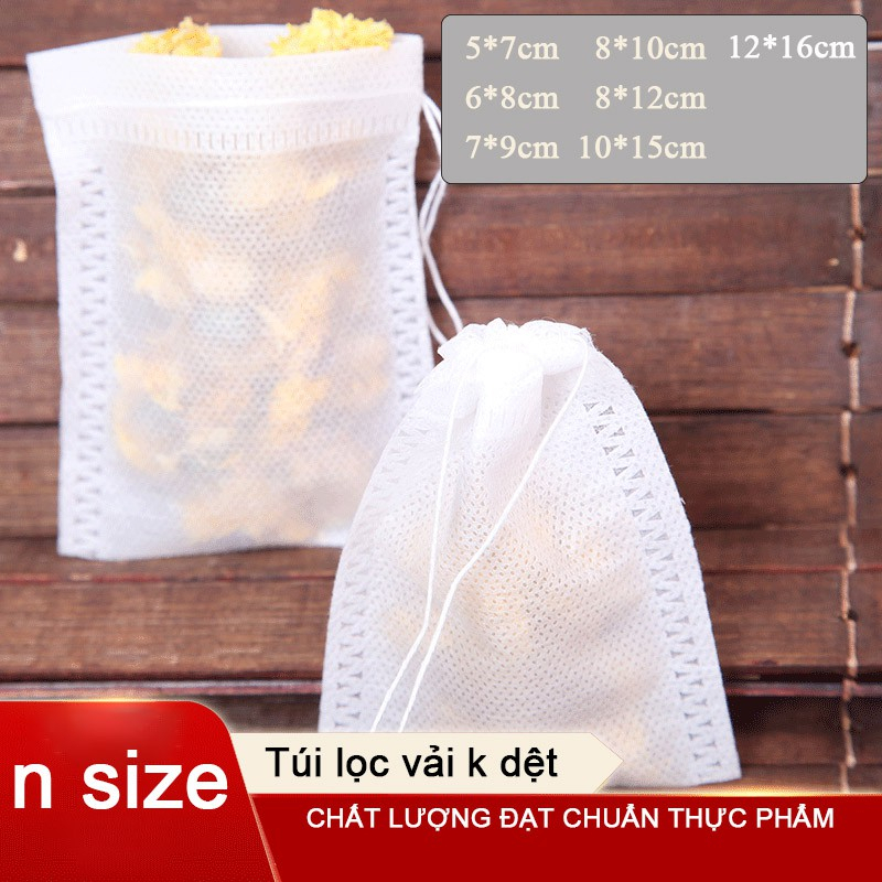 Combo 100 Túi Lọc Trà, Cà Phê, Thảo Dược, Thực Phẩm Có Dây Buộc, An Toàn Bằng Vải Không Dệt