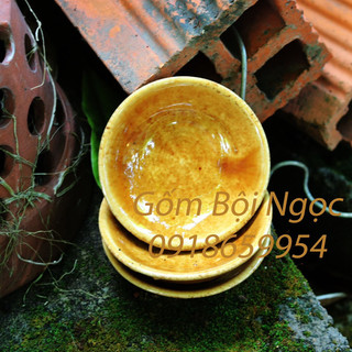 Chén gốm men nâu không chấm chân - chén bánh bèo - chén chấm - đựng gia vị - nước mắm - muối tiêu - gốm xưa lái thiêu