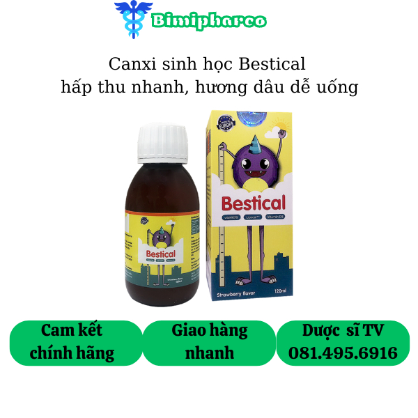 Bestical Canxi Sinh Học Hương Dâu Nhập Khẩu Chính Hãng Bổ Sung Canxi Nano, Vitamin D3K2 Cho Bé
