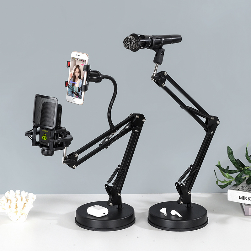 Giá đỡ micro để bàn Giá kẹp mic điều chỉnh chiều cao làm từ thép dùng cho phòng thu, hội trường