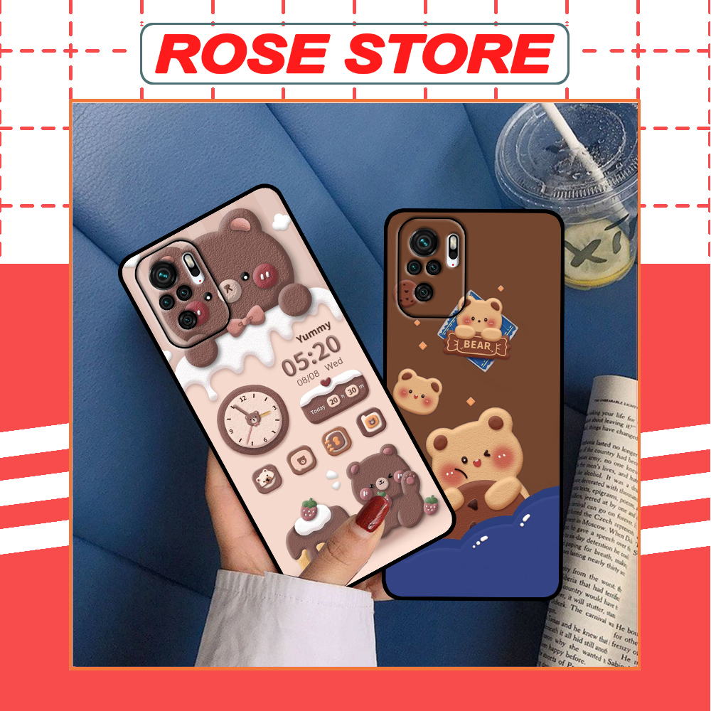 Ốp Xiaomi Redmi Note 10 4G / 5G / Note 10s / Note 10 Pro in hình gấu bánh quy nâu rẻ bền đẹp